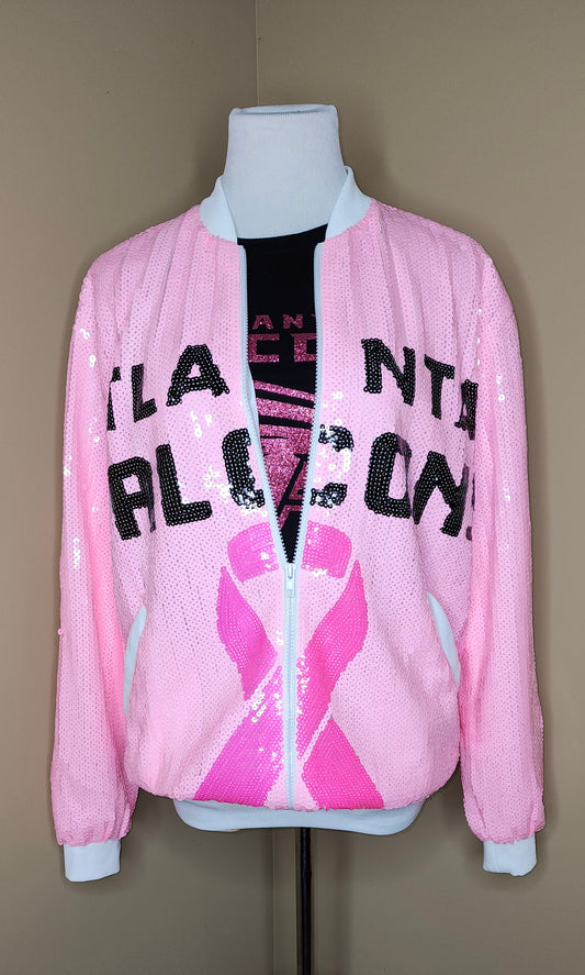 Pink Atlanta Falcons Sequin Bomber Jacket