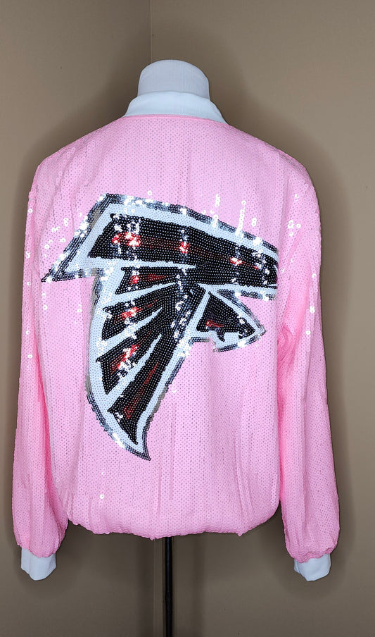 Pink Atlanta Falcons Sequin Bomber Jacket