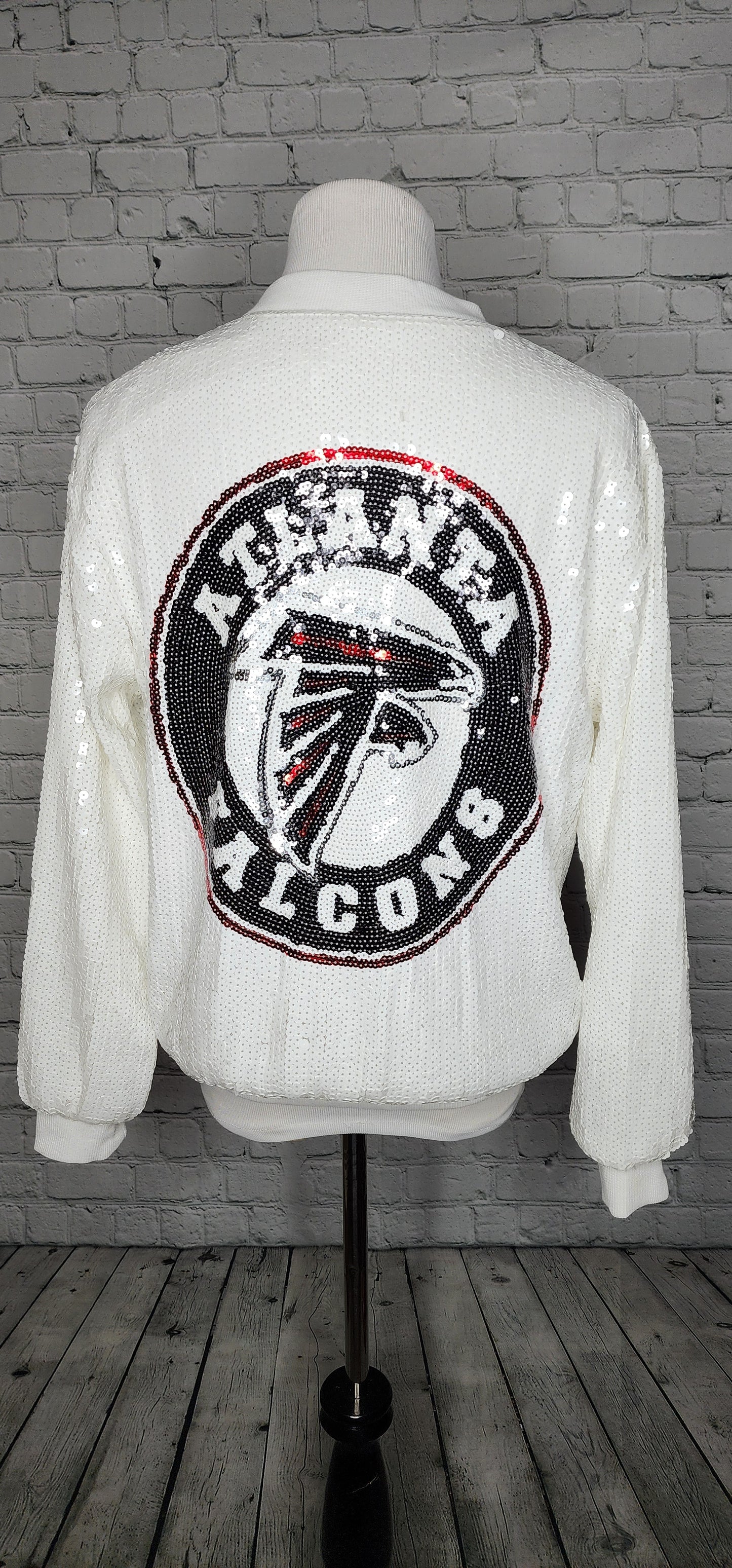 White Atlanta Falcons Sequin Bomber Jacket